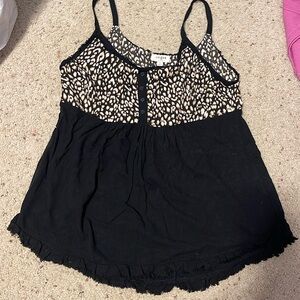 Umgee tank sz small black/leopard flowy